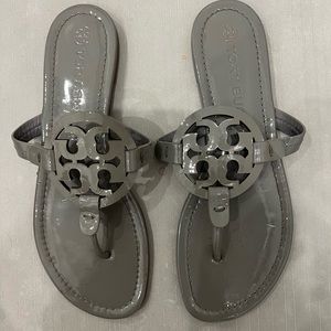 Gray Tory Burch flip flops